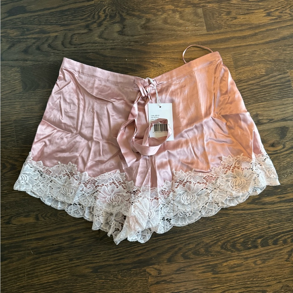 Ginia Lace-Trim Silk Shorts